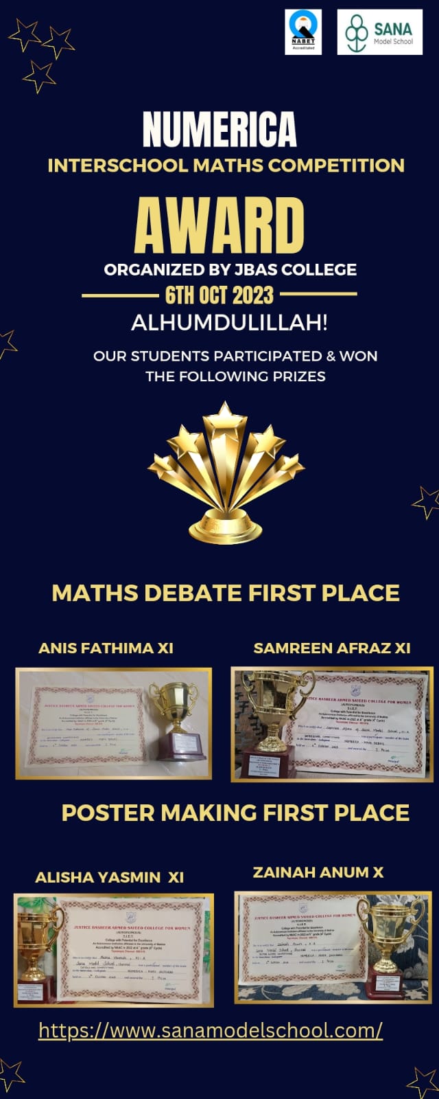NUMERICA INTERSCHOOL MATH COMPETITION Sana Model School